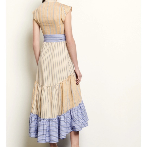 Sandro Long Sleeveless Asymmetric dress w stripes. EU-34 (US-S or size 2) - Picture 4 of 16